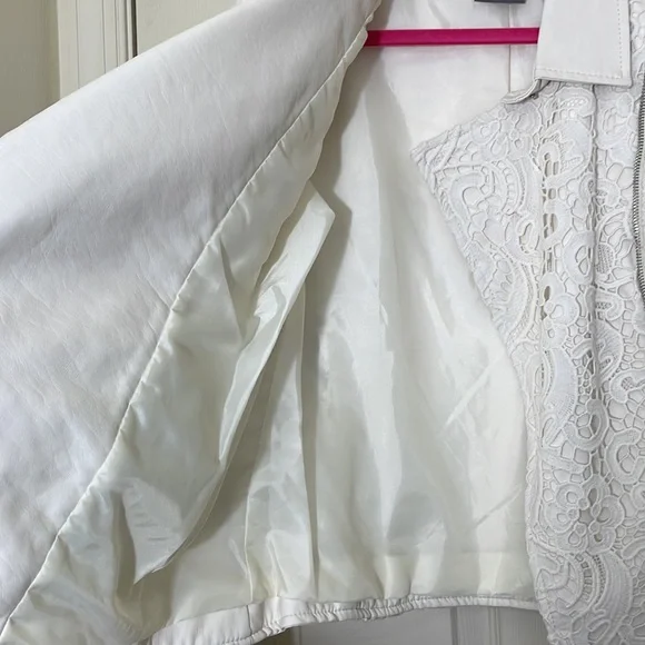 White Leather With Lace Jacket Size Large - Picture 5 of 11